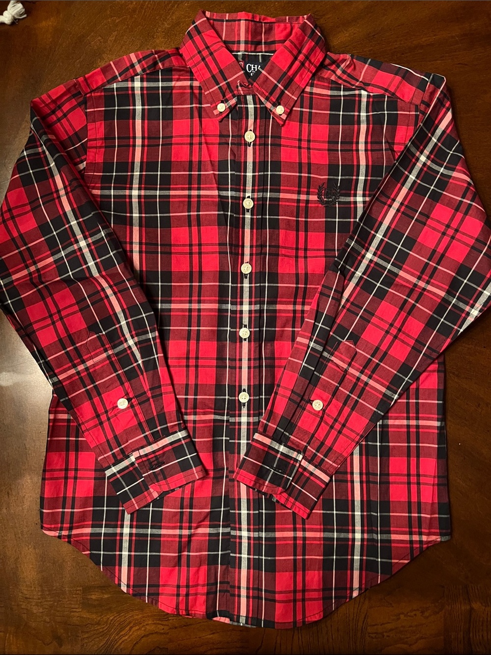 Chaps Red Black Plaid Button-Down Shirt